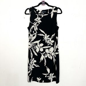 Floral Black and White Sleeveless Dress